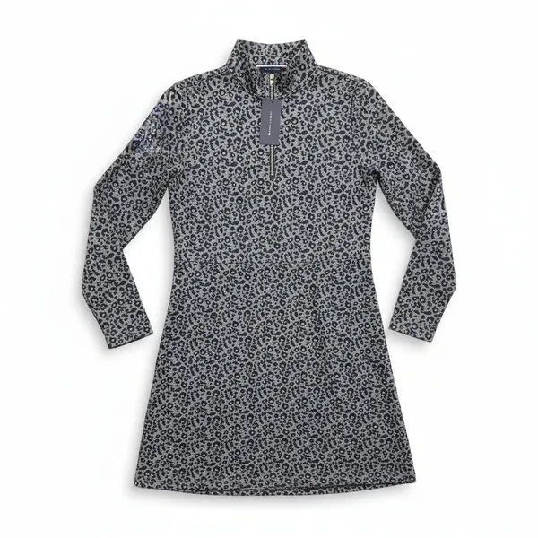 Tommy Hilfiger Womens Dress Size S Leopard Print Mock Neck Quarter Zip Casual - Image 9