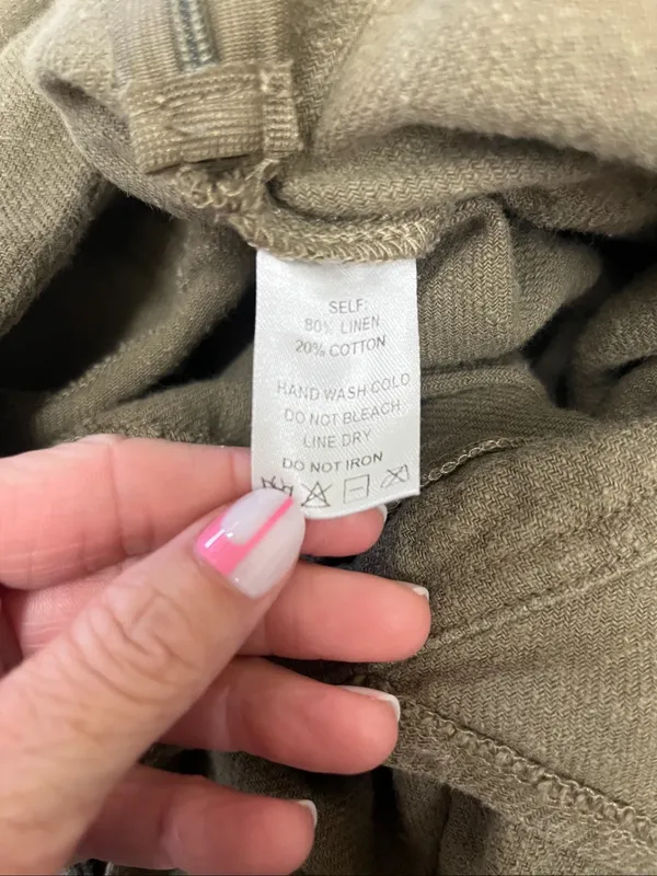 Flat White Olive Green linen blend Cargo Overalls size S - Image 5