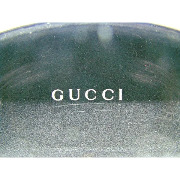 Gucci Sunglasses Hard Clam Shell Eye Glasses Case Black Embossed Logo M/L Size - Image 5