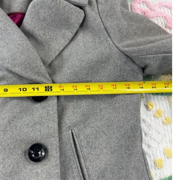 Merona Women Double‎ Breasted Gray Wool Blend Pea Coat Jacket Size Medium - Image 6