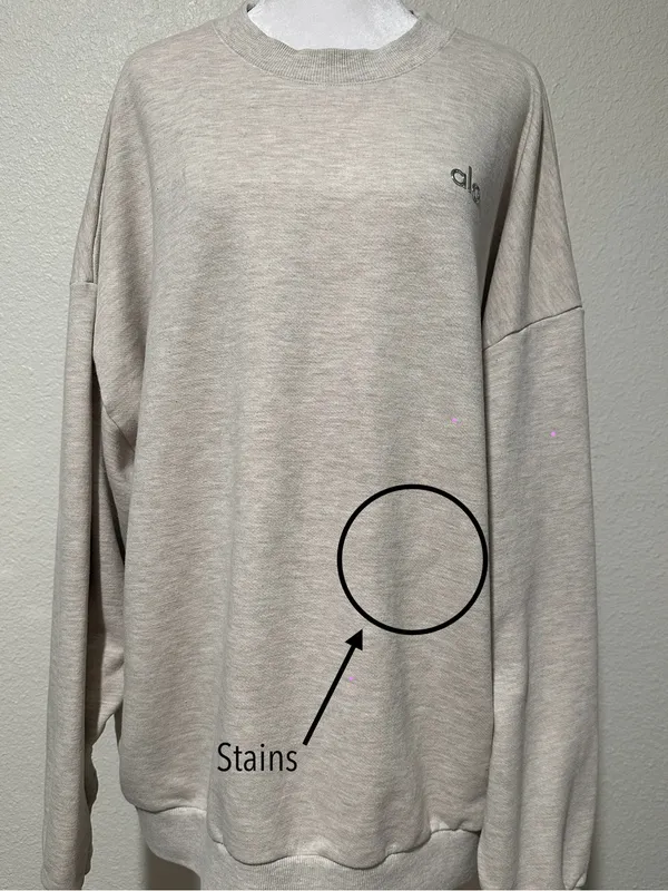 ALO Yoga Female Accolade Crew Neck Pullover Cozy Sweatshirt Oatmeal Heather XL - Image 14