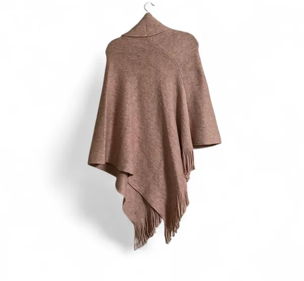 Chico’s Poncho Sz One Size Cozy w/ Tassels Soft/Warm/Comfy Fall Wear Metallic - Image 4