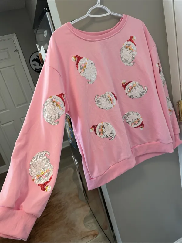 Boutique Sequin Santa Sweatshirt – Size Large queen of sparkles NWOT - Image 5