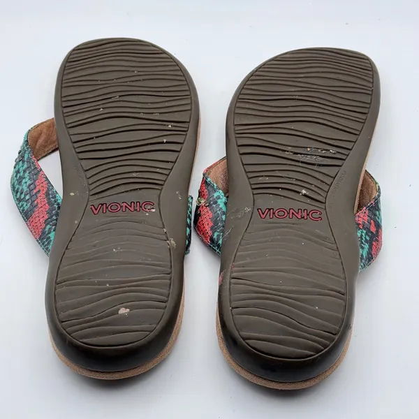 Vionic Lucia Flip Flop Women Size 11 Multicolor Snakeskin Rhinestone Orthotic - Image 2