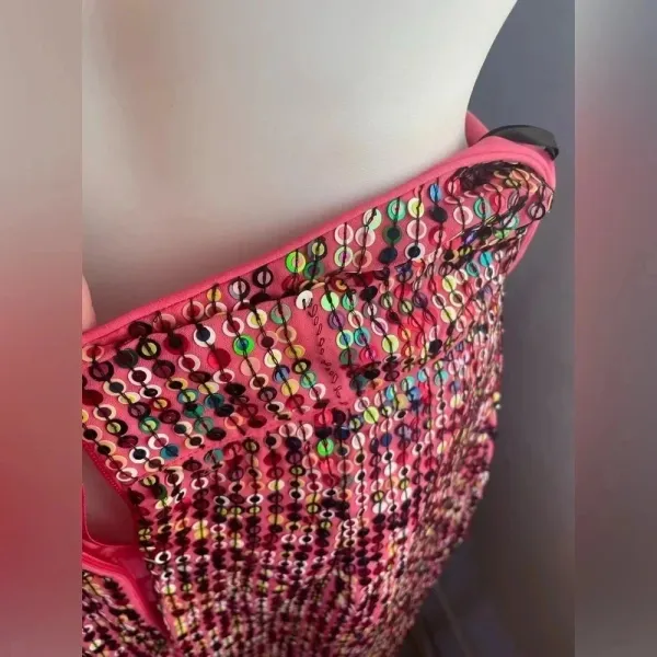 Revolve X by NBD Cocktail Pink‎ Sequin Dress GUC! Size Medium HTF! 0211 - Image 9