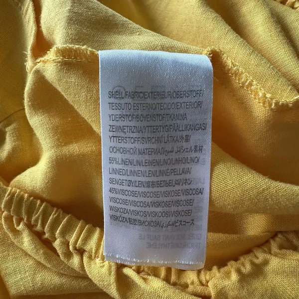 FARM RIO Midriff Dress Size S Yellow Puff Sleeve Off Shoulder Knotted Boho - Image 7