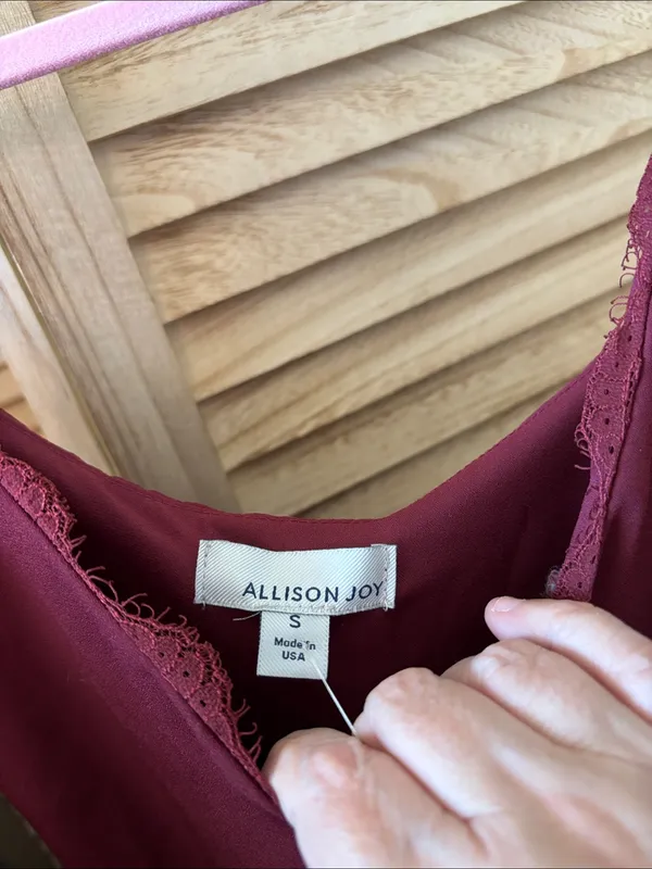 Allison Joy Wine Lace-Trim Lined Cami Small NWT - Image 4