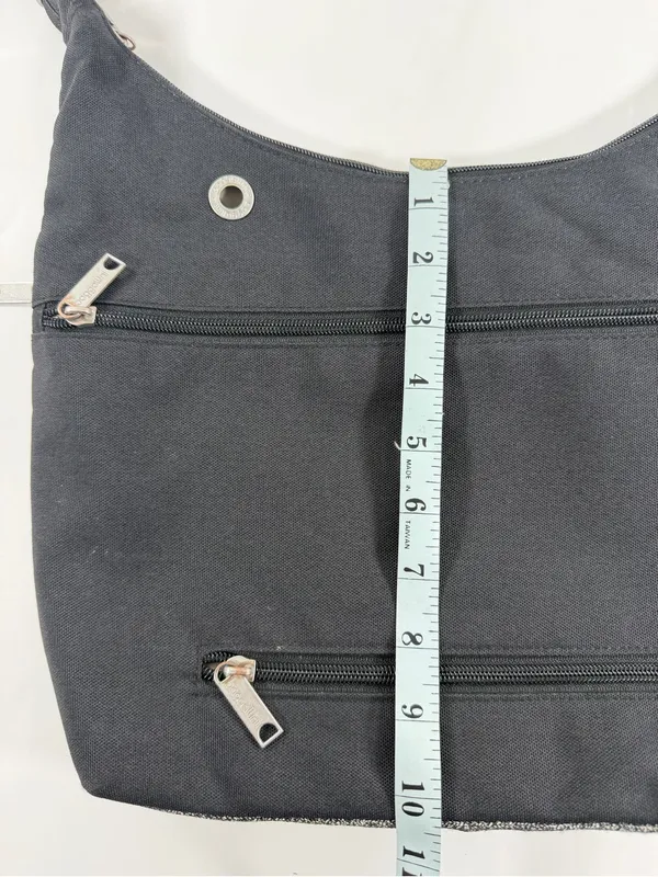 Baggallini Convertible Hobo Crossbody Bag Black Gray Travel RFID Wristlet‎ Purse - Image 5