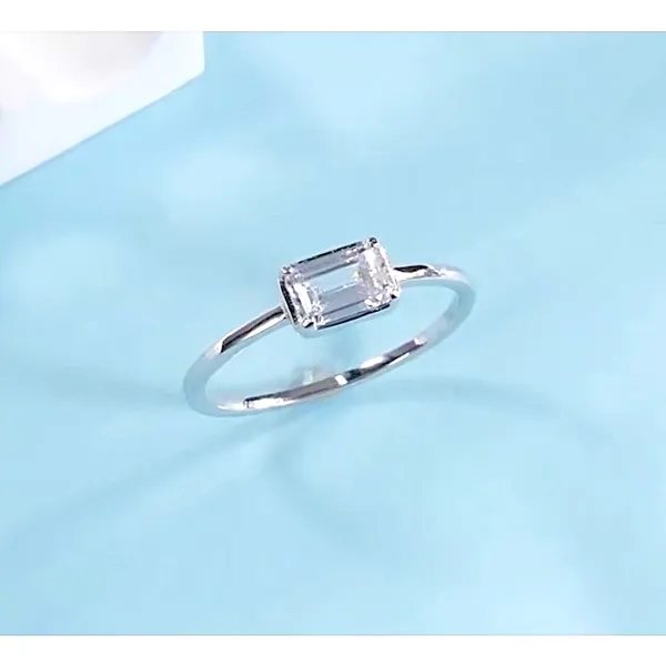 NEW Emerald‎ Cut 5A CZ Ring | Rhodium 925 Sterling Silver, 6 - Image 5