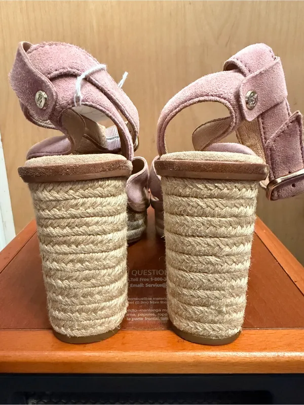 UGG Women’s Pink Suede Espadrille Wedge Sandals. Size: 7.5 - Image 7