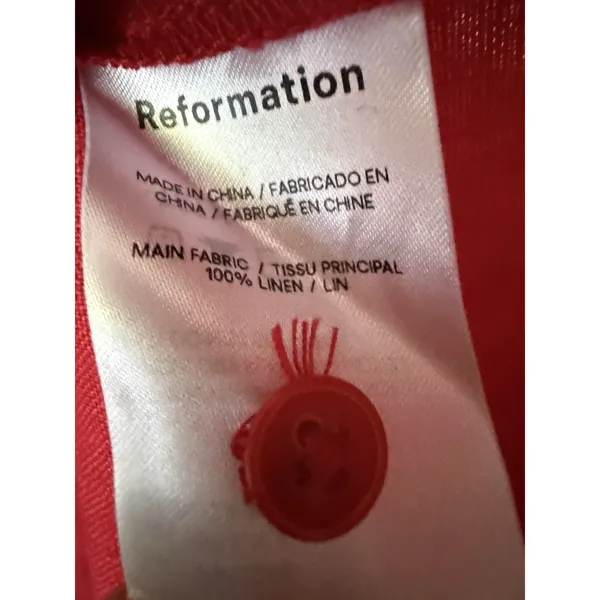 Reformation‎ Sommer Belted Linen Mini Dress M Red Shift Sleeveless - Image 5