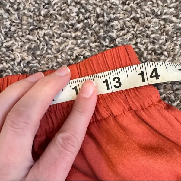 Zara Orange Satin Wide Leg Pull On Pants Womens S High Rise Casual Boho Fall - Image 4
