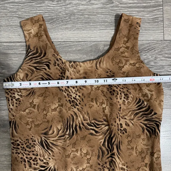Y2K Vintage Dressbarn Women's Maxi Dress Animal Print‎ Sleeveless Brown Size 8 - Image 6