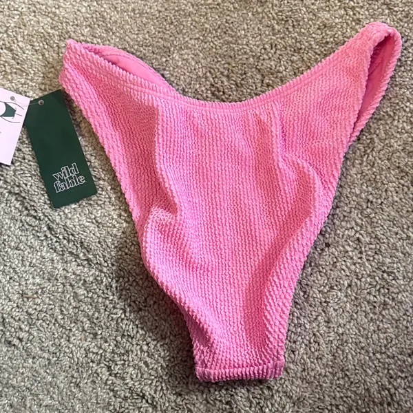Wild Fable New Pink Ribbed high leg cheeky swim Bikini Bottoms size small - Image 7