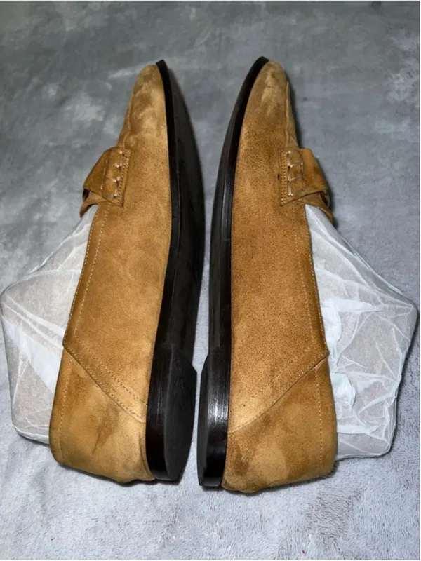 Women's FRAME Brown Suede Loafers Flats Size 39.5 - Image 5