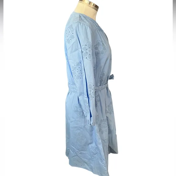 Cynthia Rowley Rubber Embroidery Blue Summer 3/4 Sleeve Mini Dress Size S NWOT - Image 8