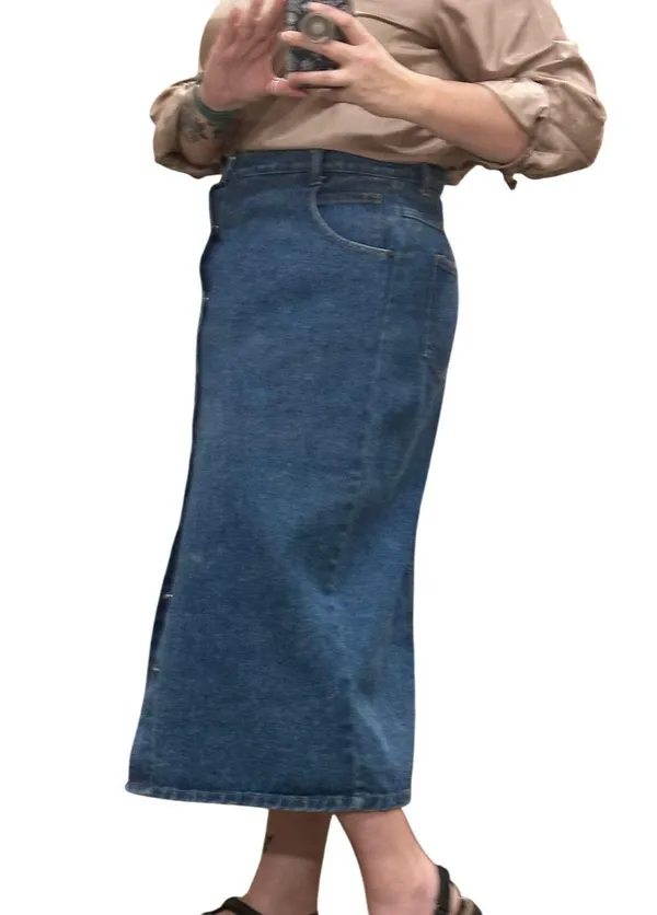 Vintage 90s Plus Sized Denim Jean Maxi Skirt Starwear Size 12/14 - Image 5