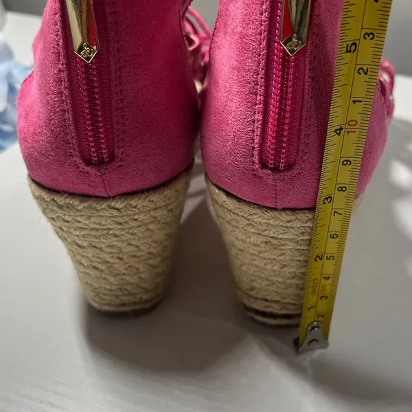 Sam Edelman Elsie Daphne Hot Pink Espadrille Wedge Sandals‎ Grommet Lace Up 5 - Image 2