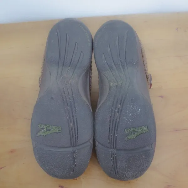 Dansko Brown Leather Cloth Trim Comfort Clogs EU 36 - Image 3