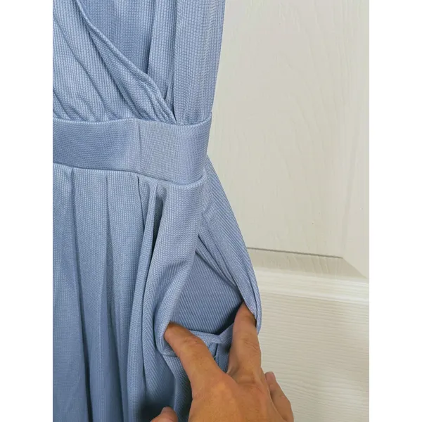 Halara Waffle Knit Wide Leg Jumpsuit Size XL Blue Minimal Casual Vacation Resort - Image 6