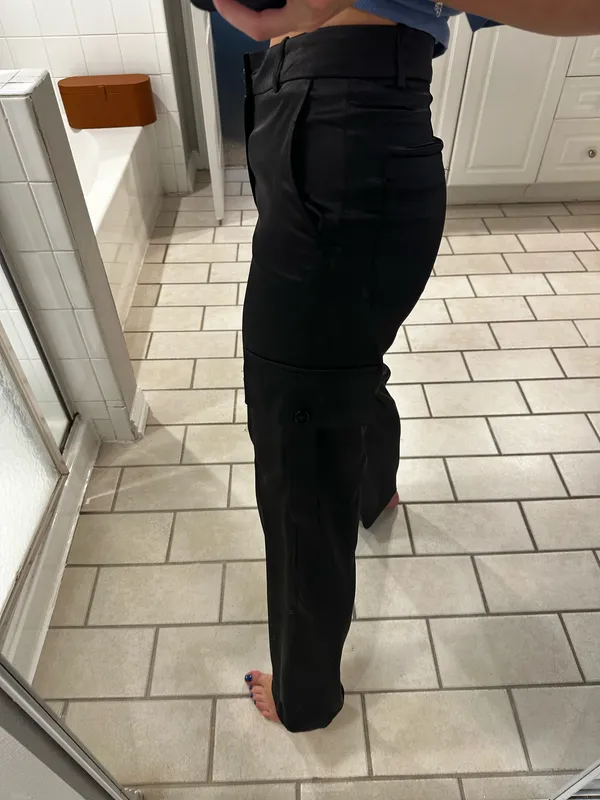 ZARA Satin Cargo Pants Black - Image 8