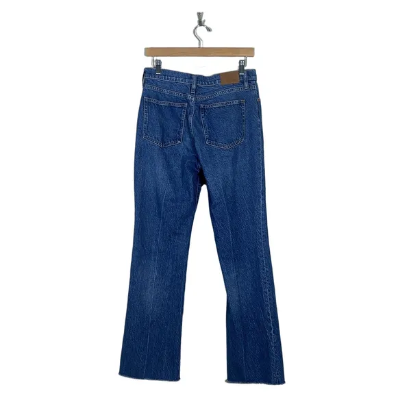 J.Crew Full Length Demi Boot Solid Jeans Blue Raw Hem High Rise Size 28 - Image 4