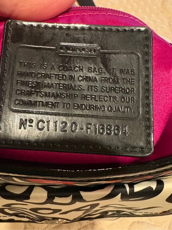 Coach Poppy Graffiti Floral Shoulder Crossbody Bag Black White Red/Pink Vintage - Image 7