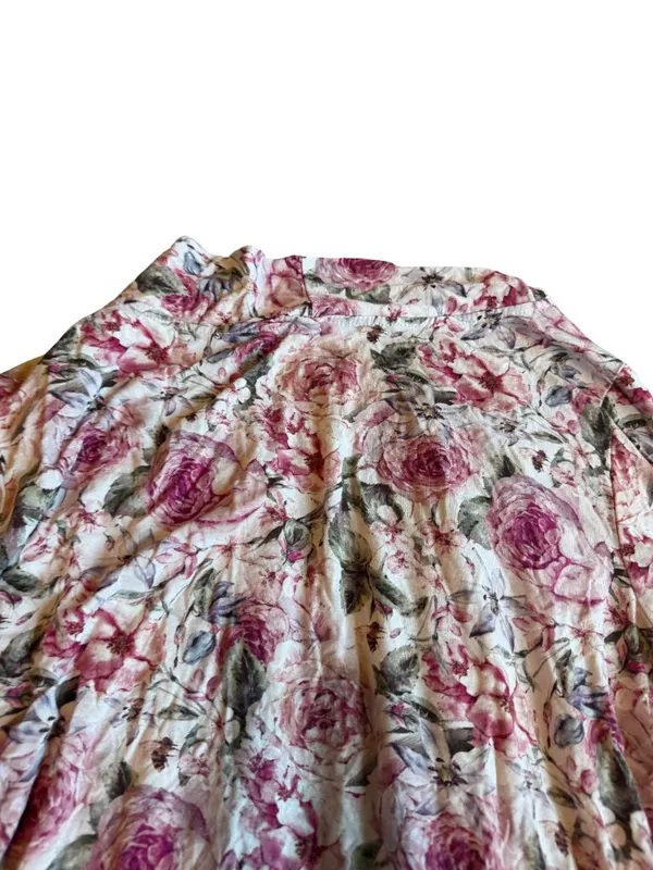 Posh Peanut Rose Print Robe Bumblebee Tie Waist Stretch Maternity Nursing Large - Image 3