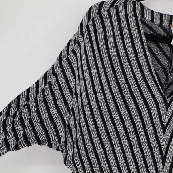 Free People‎ Morning Black White Stripe Small V Neck Dolman Tie Sleeve Top Boho - Image 7