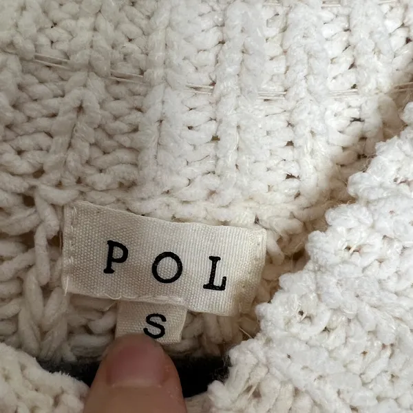 POL Chunky Knit Crew Neck Pullover Sweater Cream Size Small - Image 3