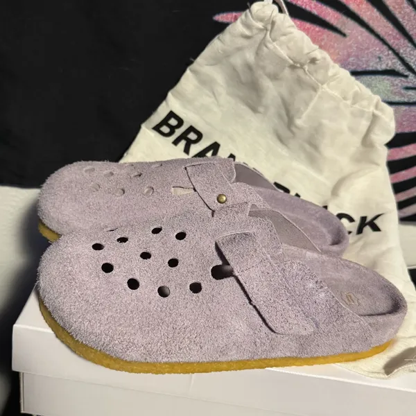 •NEW• BRANDBLACK Suede Clogs Slides Lavender Purple Men’s Size 8 - Image 10