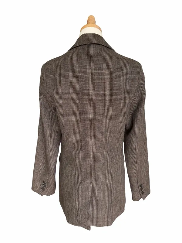Peruvian Connection Marlowe Wool Blend Plaid Blazer Jacket Brown Size 6 - Image 8
