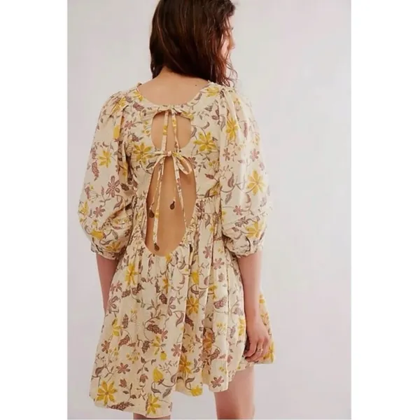 Free People Western Bohemian Dainty Lola Dress Banana Ivory Large - Image 8