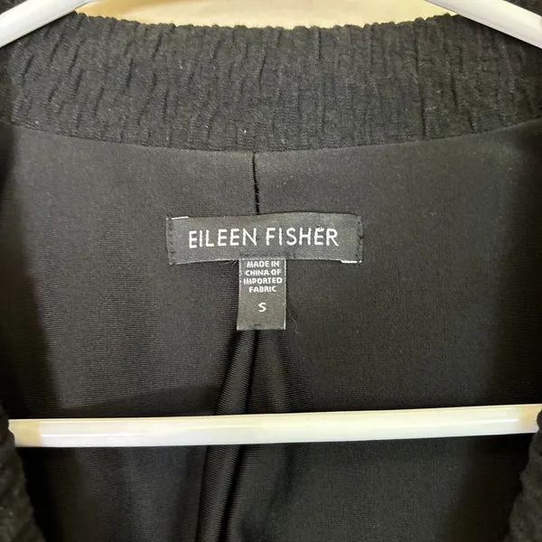 EILEEN FISHER Crinkle Textured Blazer Jacket Size S Black‎ Lining Stretch - Image 3
