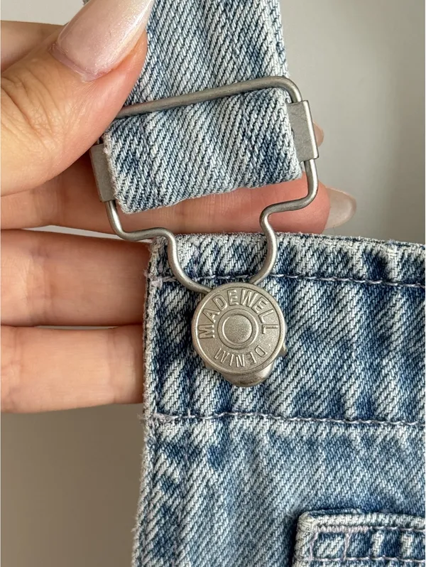 Madewell Adirondack Short Denim Overalls Benham Wash Size Small - Image 7
