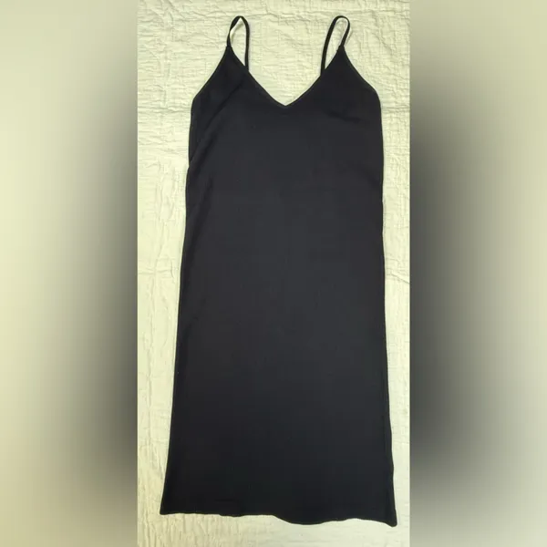 Garage Black Ribbed Mini Slip Dress - Image 3