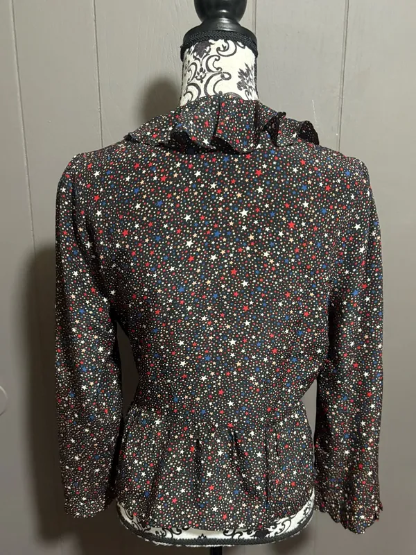 MADEWELL Silk Ruffle-Hem Wrap Top in Starry Night - Image 6