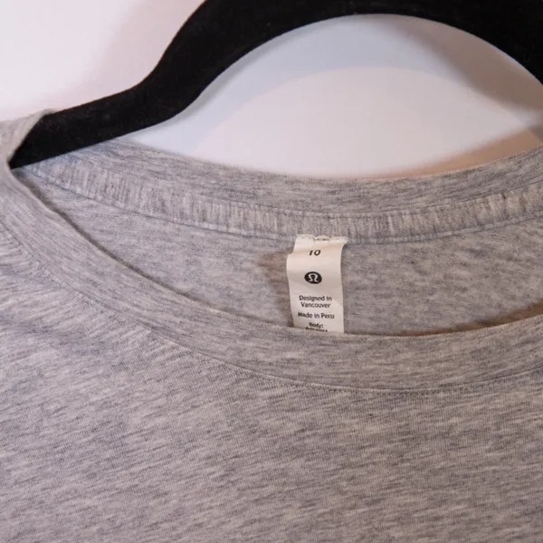 Lululemon Women's Love Crew Neck Long Sleeve Cotton Tee Shirt Heathered Gray 10 - Image 2