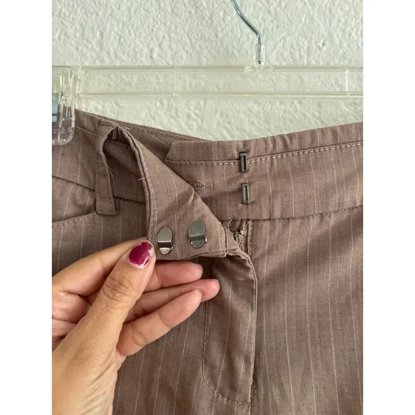 New York & Company Pant Suit Size 0 Tall Brown Pinstripe Blazer Trousers Set - Image 6