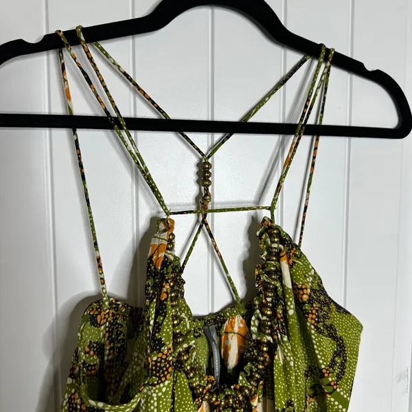 Anthropologie Kenzie Parrott green butterfly nature midi dress small vacation‎ - Image 5