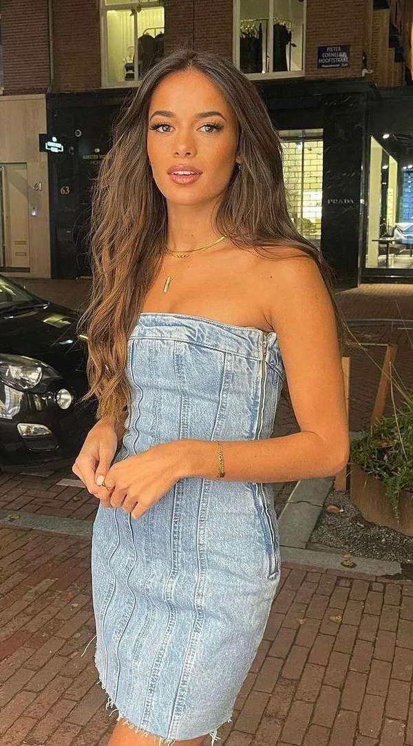 ZARA Mini Denim Dress Bandau Sleevless Blogger Casual Summer - Image 7