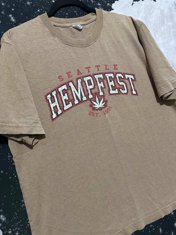 Seattle Hempfest Vintage Style Tan Graphic Shirt - Image 3