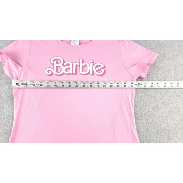 Women's Pink Barbie Logo‎ T-shirt Size Small Doll Super Cute Ladies Cut Iconic - Image 4