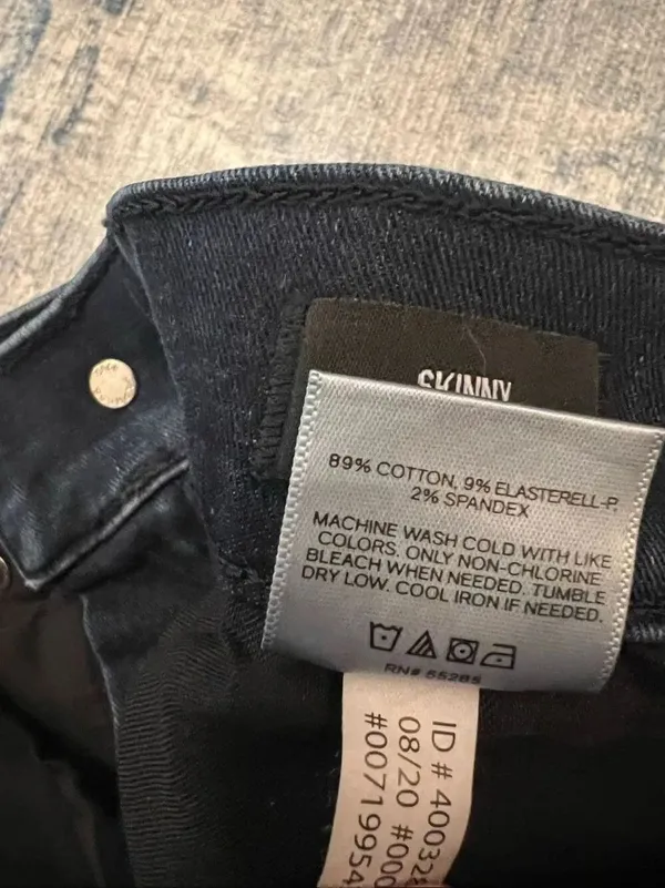 Express Dark Blue High Rise Asymmetrical Distressed Hem Skinny Jeans Size 4R - Image 7