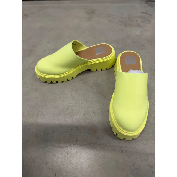 DV Dolce Vita Lexy Neon Yellow Platform Lug Sole Mules Womens Size 9 - Image 3