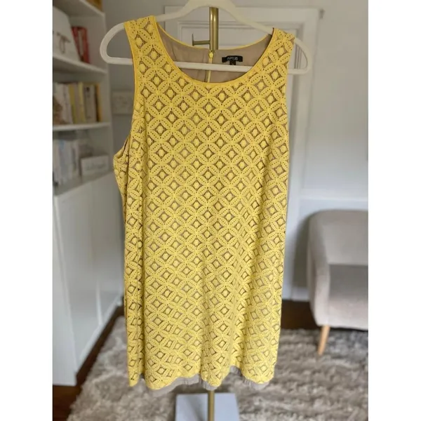 Apt 9‎ Yellow Lace Sleeveless Shift Dress Knee Length Elegant Coquette Parisian - Image 2