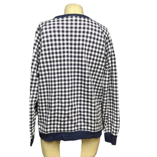 Draper James Natalie Sweatshirt in Navy Blue Gingham Size Medium‎ - Image 6