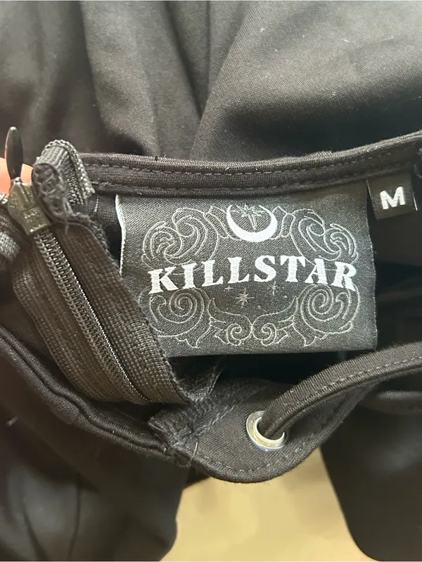 Killstar Tied Up Skater Dress Black Metal Detail Goth Alternative Emo M - Image 9