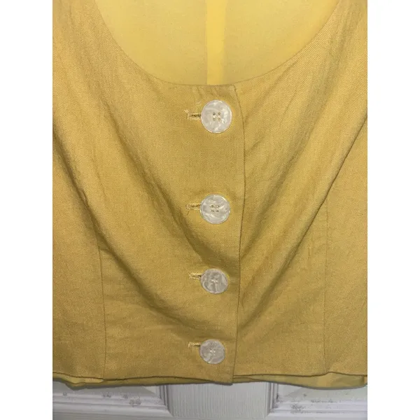 Joie Linen Blend Yellow Cropped Button Front Tank Vest M Boxy Minimal - Image 4