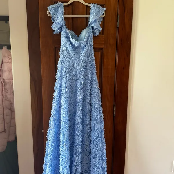 Faeriesty 3D Flower Off Shoulder Dress Size Small Light Blue Prom Homecoming - Image 5